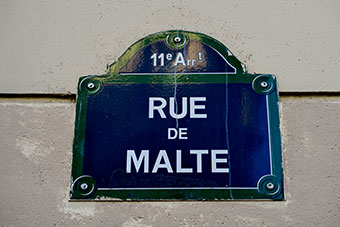 Street sign in France: Rue de Malte