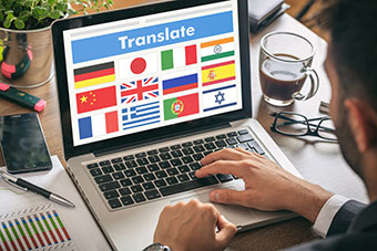 Online language translation, man working