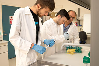Students and lecturer in a laboratory