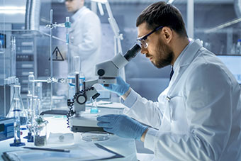 A person doing research in a laboratory