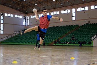 Player in sports hall