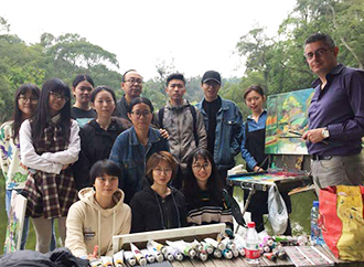 mark Sagona with students of Art College of Xiamen University, China