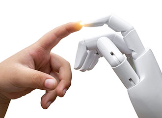 Human hand and robotic hand