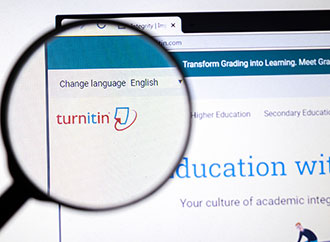 Magnifying glass and Turnitin in text