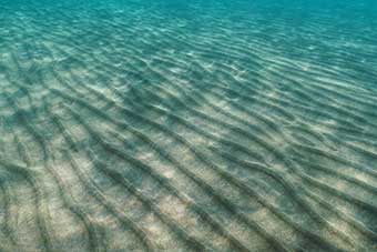 Ripples in the sand underwater on the seabed, natural scene, Mediterranean sea