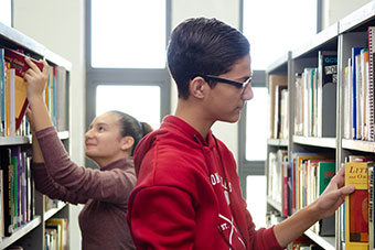 Two young students in Library