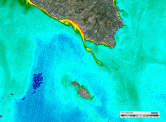 Satellite image of chlorophyll a concentrations
