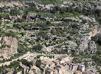 Aerial view of archaeological landscape