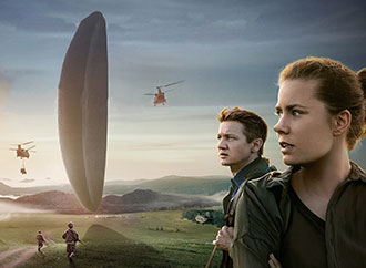 Male and female in the foreground