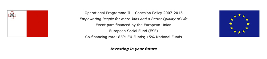 Operational Programme ESF with Maltese flag and EU flag