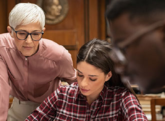 A lecturer and students in class 