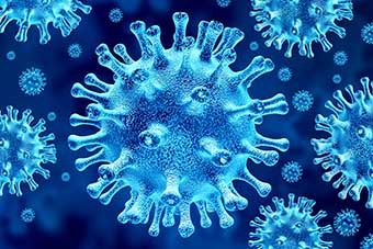 Coronavirus virus outbreak and coronaviruses influenza background as dangerous flu cases as a pandemic medical health risk concept with disease cells as a 3D render
