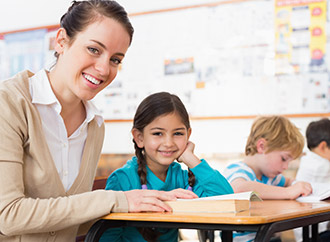 Teacher and children