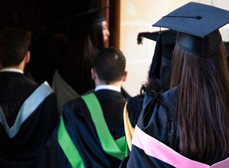 Graduates in formal attire
