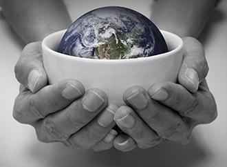 globe in hand