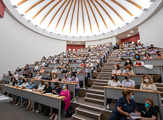 The panel of experts during the Symposium with Prof.Sandra Buttigieg making the introductions