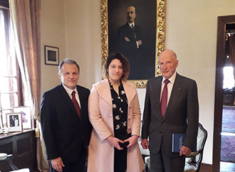 A group photo with three people