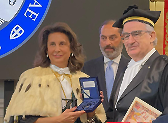 Professor David Attard being conferred the honorary degree by the University of Messina