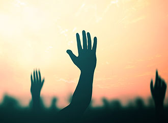 Hands in air