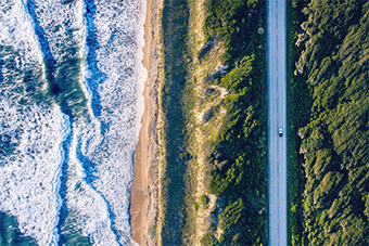 The sea and land as seen from above
