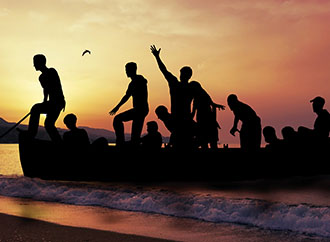 People on a boat at sea