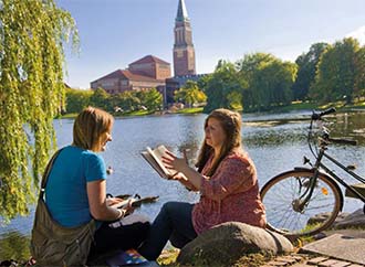 A lake, students, Kiel University