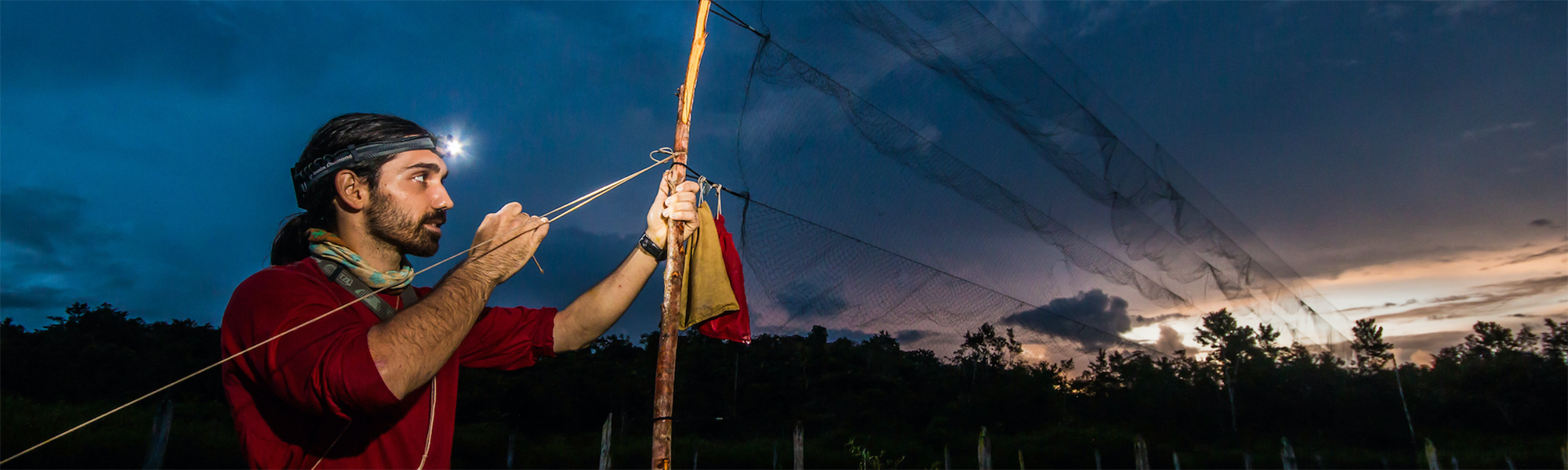 A man in water at night-time