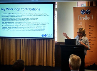 Professor Maria Attard at a conference in Australia