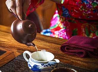 Serving tea in China