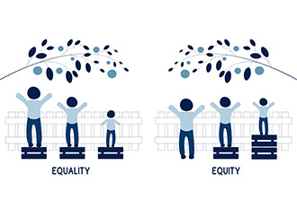 Equality and equity concept illustration. Human rights, equal opportunities and respective needs.