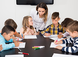 teacher and children