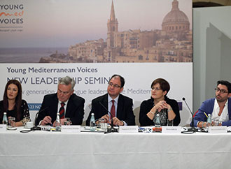 H.E.. The President of Malta and the panel of speakers during the event