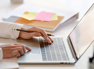 A person using a laptop