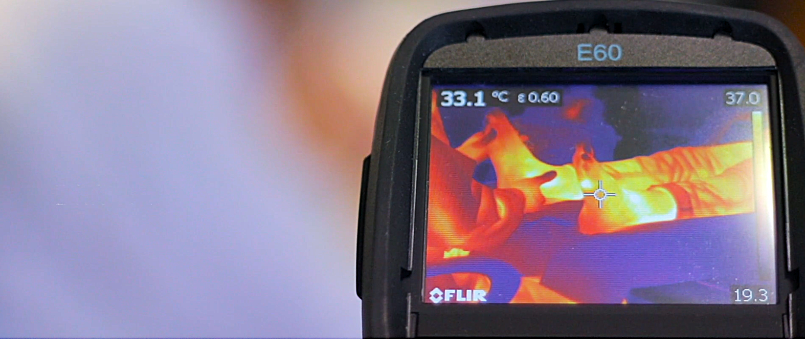 Thermal image of foot in shoe