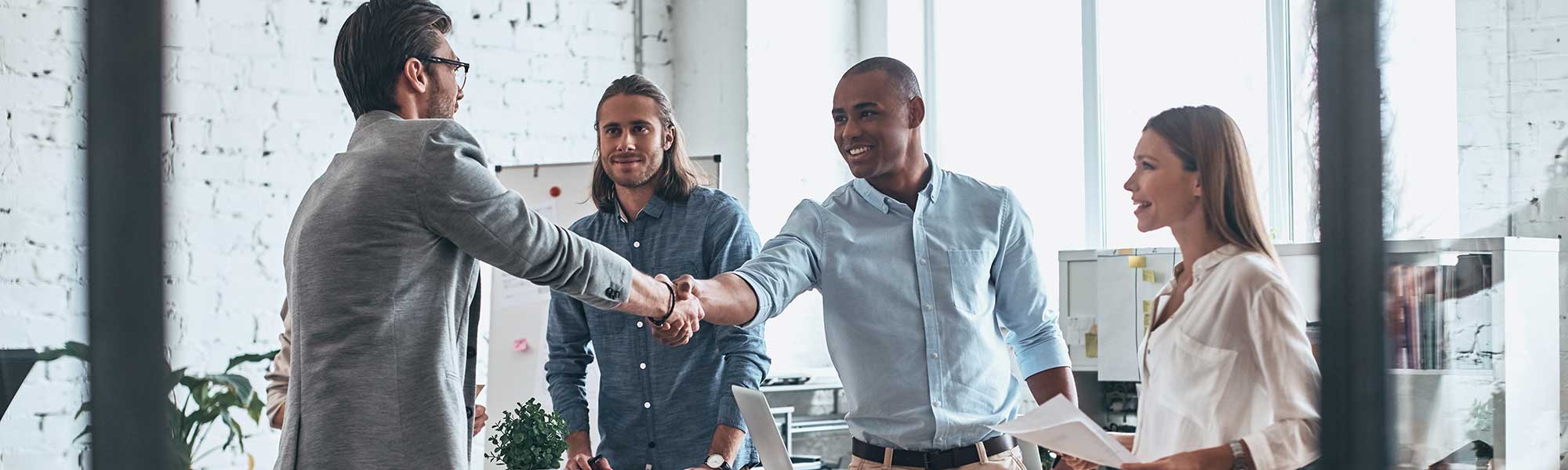 people welcoming each other