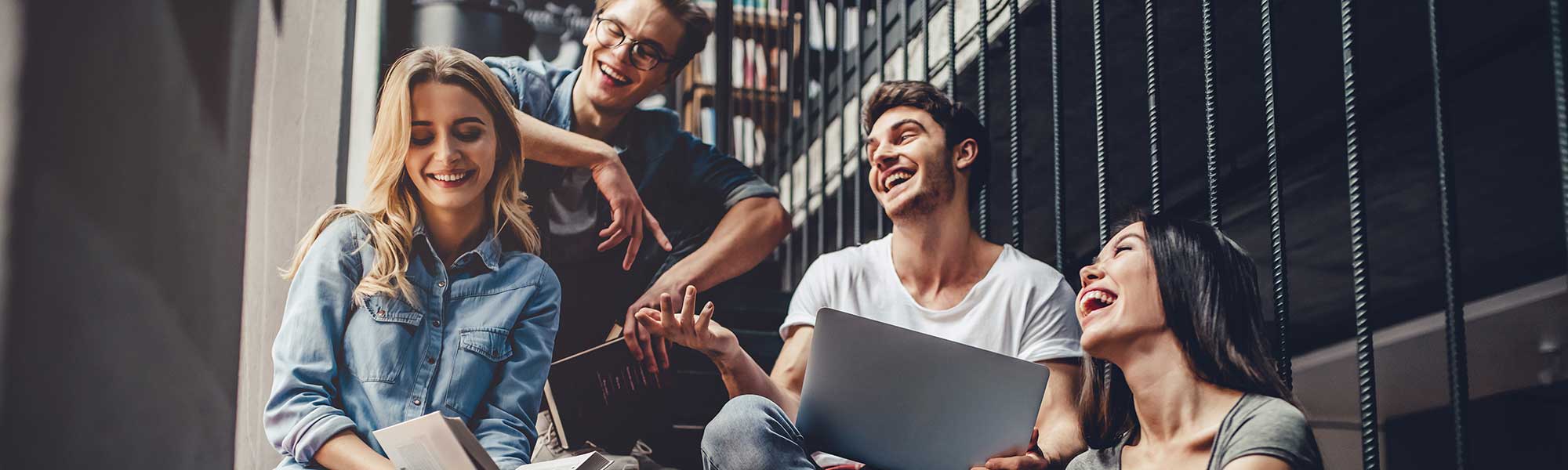 students on their laptops