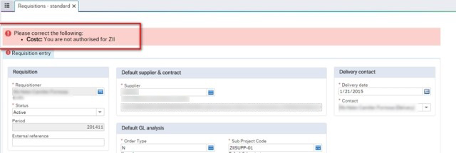 Requisition error