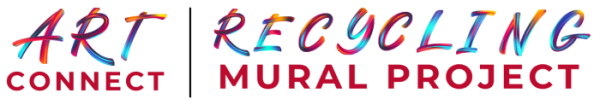 colourful letters reading ART Connect Recycling Mural