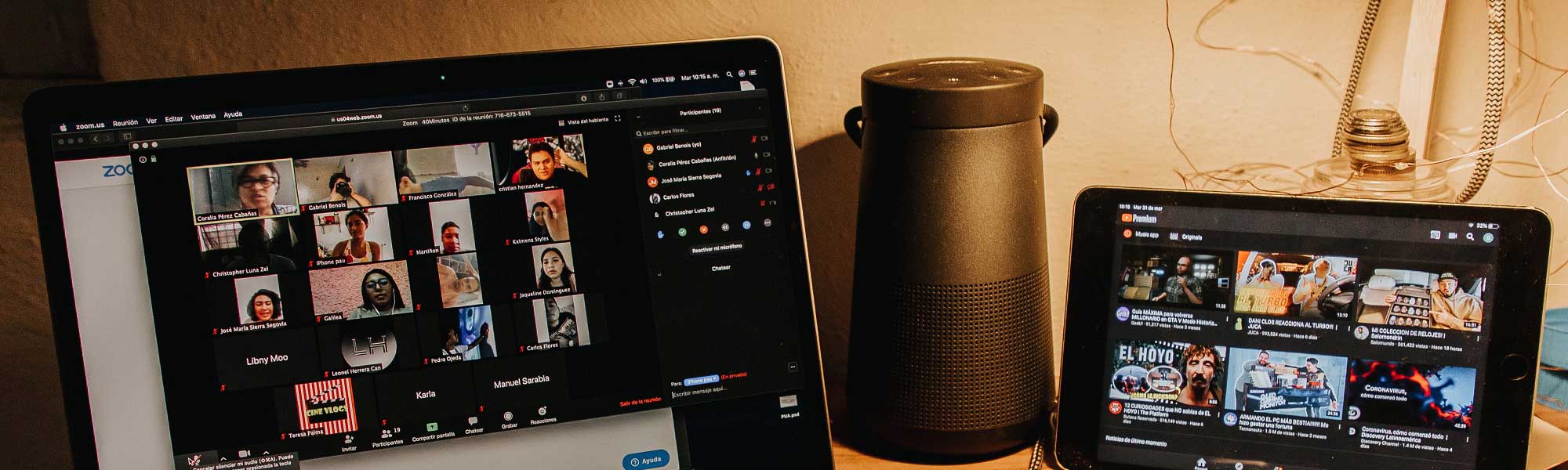Laptop showing an ongoing Zoom meeting