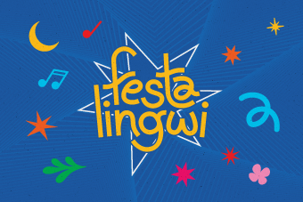 festalingwi 2025 various colourful elements on a blue background