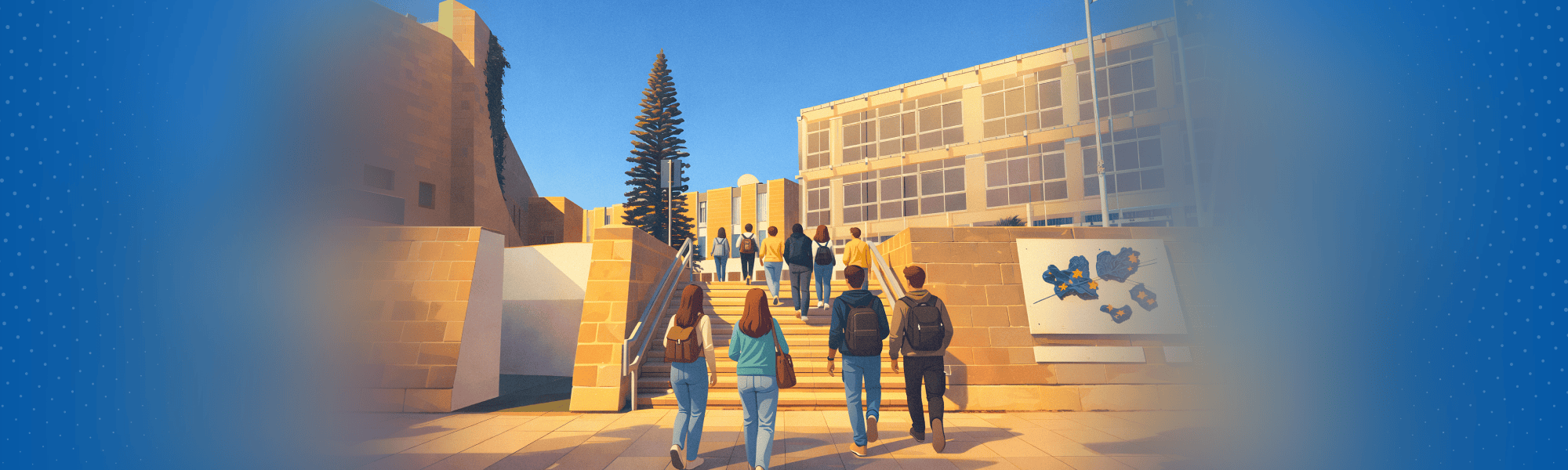 the UM campus with students