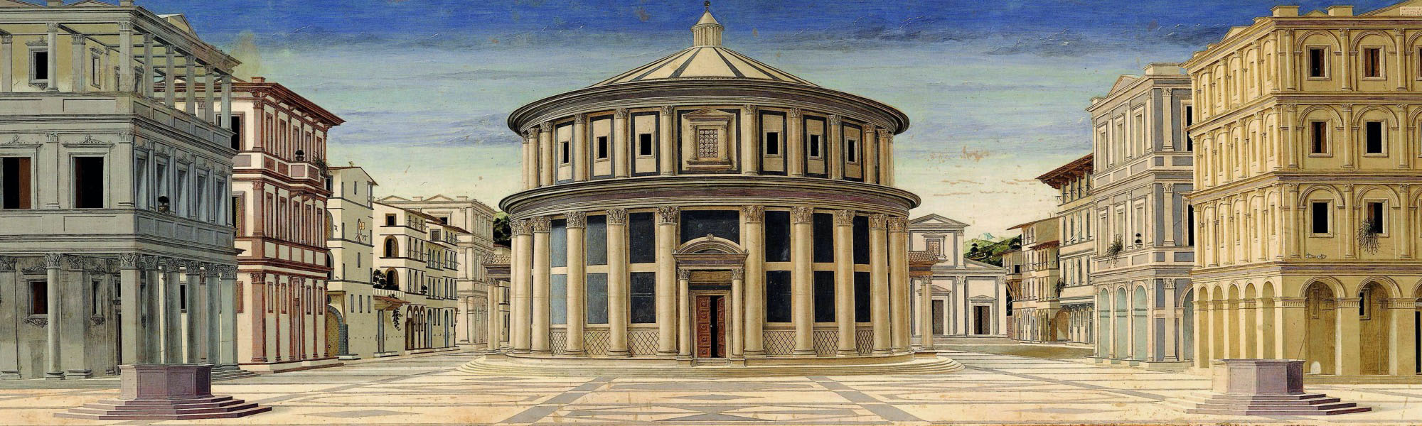 A painting of an antique building in Italy