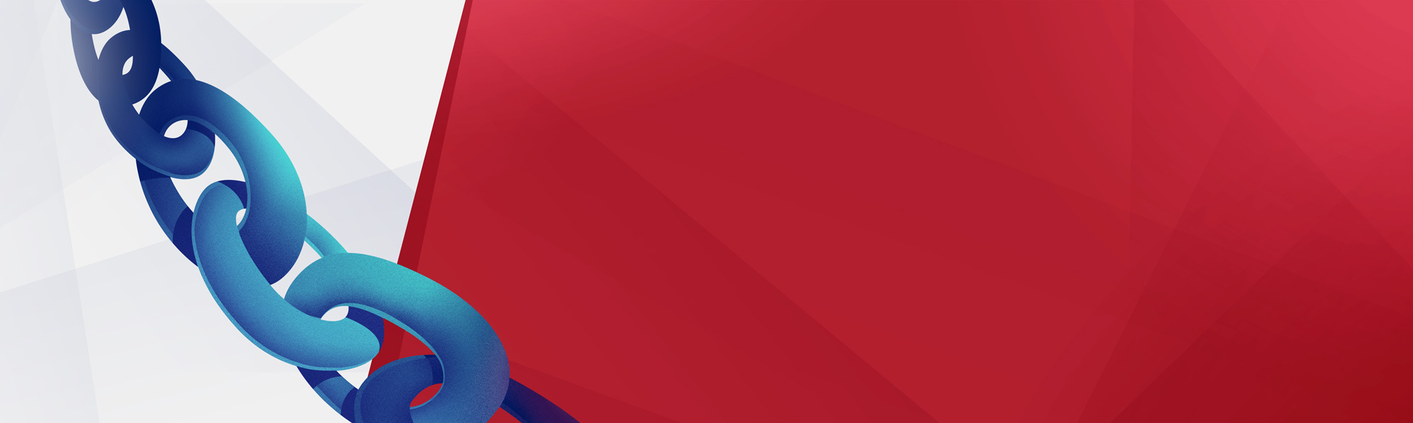 A blue chain on a white and red backgound