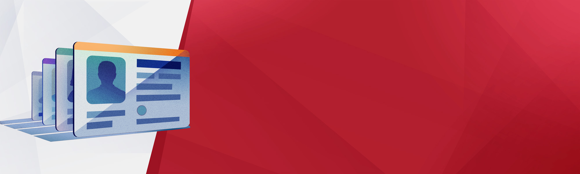 Profile cards on a white and red background