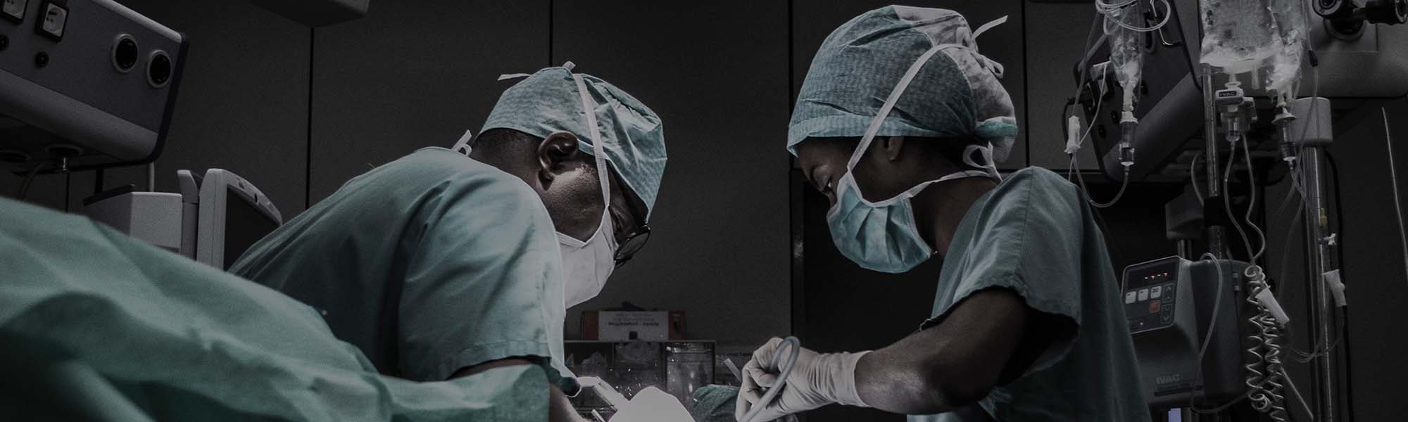 Two doctors in an operating theatre