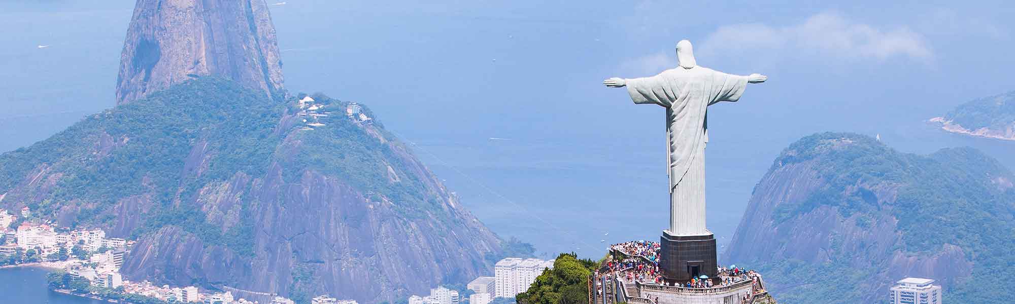 Aerial view of Rio de Janeiro with Christ Redeemer and Corcovado Mountain