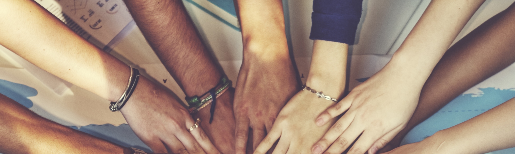 People friendship brainstorming hand clasped teamwork concept