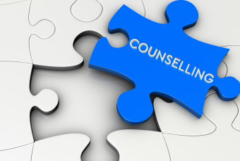 Blue jigsaw puzzle having the word counselling
