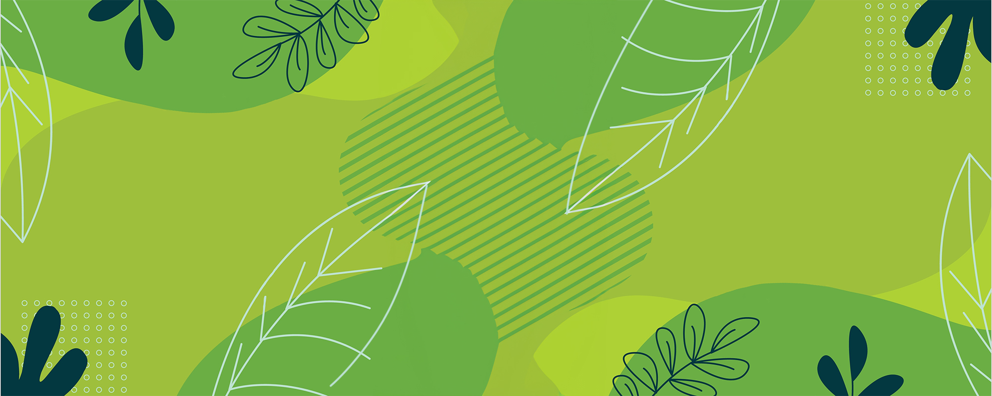 A graphic in different greens with leaves