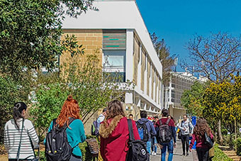 Students walking at UM Msida Campus